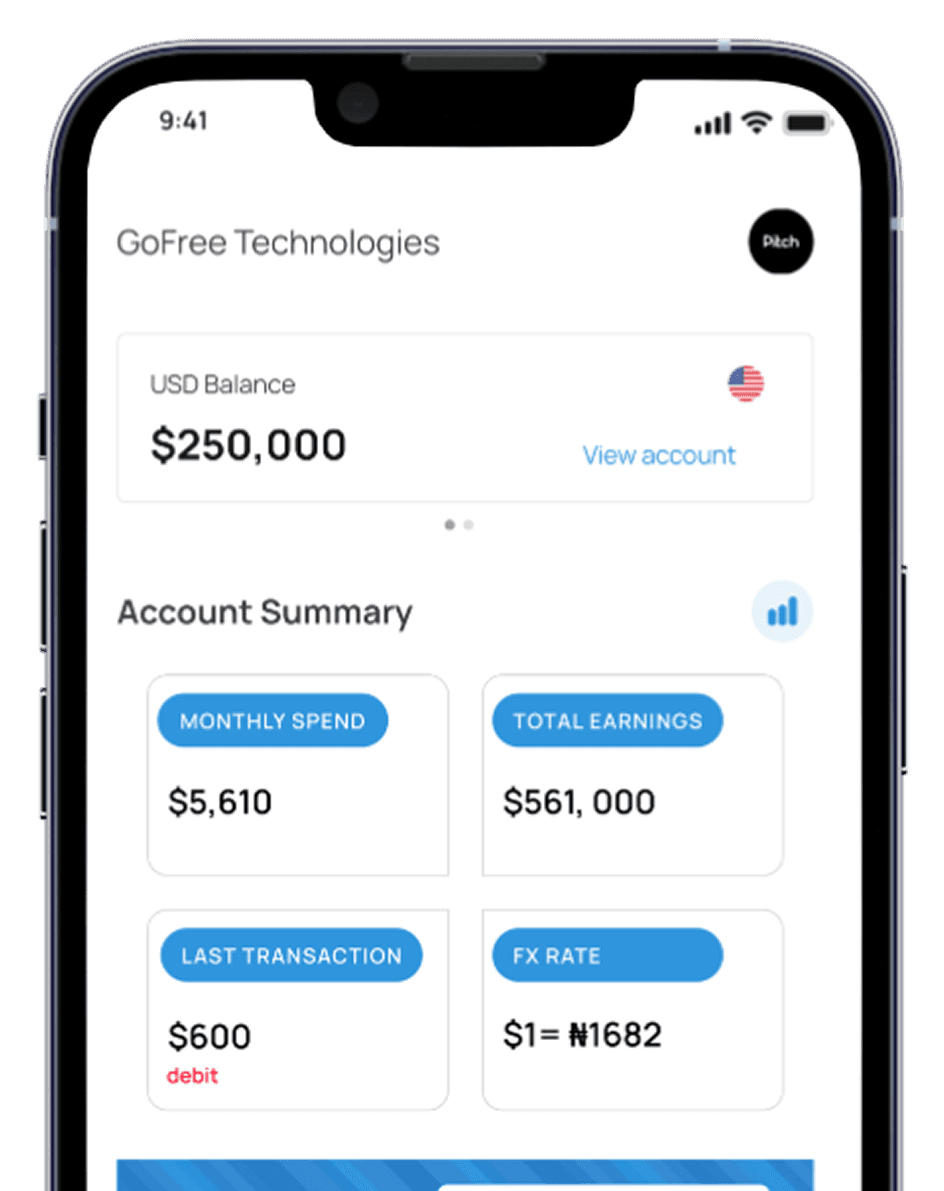 Mobile app interface showing account summary